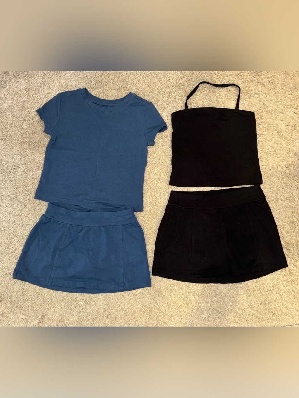 art class Navy Blue Ribbed Tank Top and Short Sleeve Sets